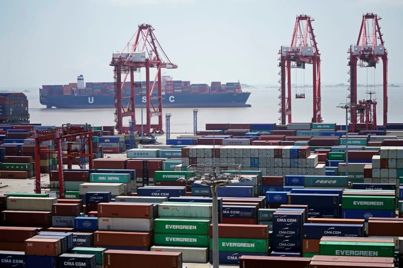 FILE PHOTO: Containers are seen at the Yangshan Deep Water Port in Shanghai