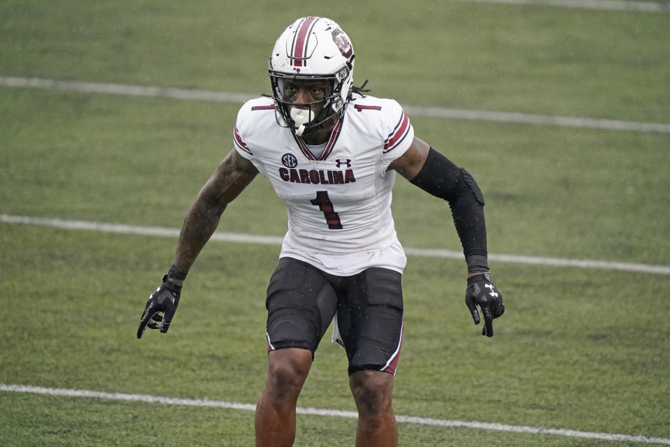 South Carolina CB Jaycee Horn has the look of a long press corner with high upside. (AP Photo/Mark Humphrey)