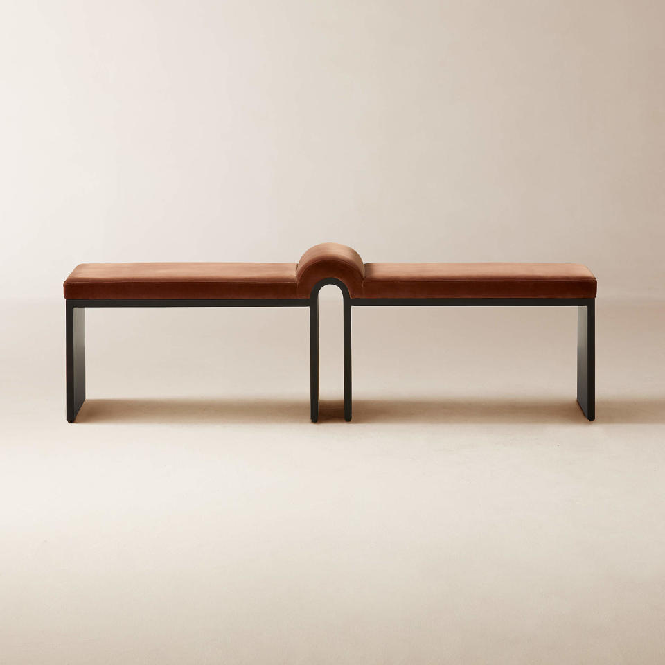 Arc Bronze Brown Velvet Bench