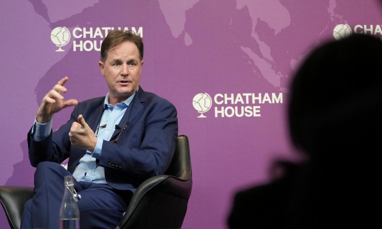 <span>Nick Clegg said Meta’s apps provided a positive experience for the ‘overwhelming majority of young people’.</span><span>Photograph: Kin Cheung/AP</span>