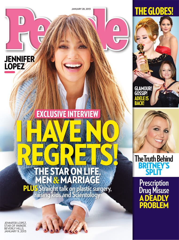 Jennifer Lopez rocks bangs on the new cover of <a href="http://www.people.com/people/article/0,,20664983,00.html" rel="nofollow noopener" target="_blank" data-ylk="slk:People magazine;elm:context_link;itc:0;sec:content-canvas" class="link ">People magazine</a>, which some reports say J.Lo finds unflattering. Do you think it's a good pic?