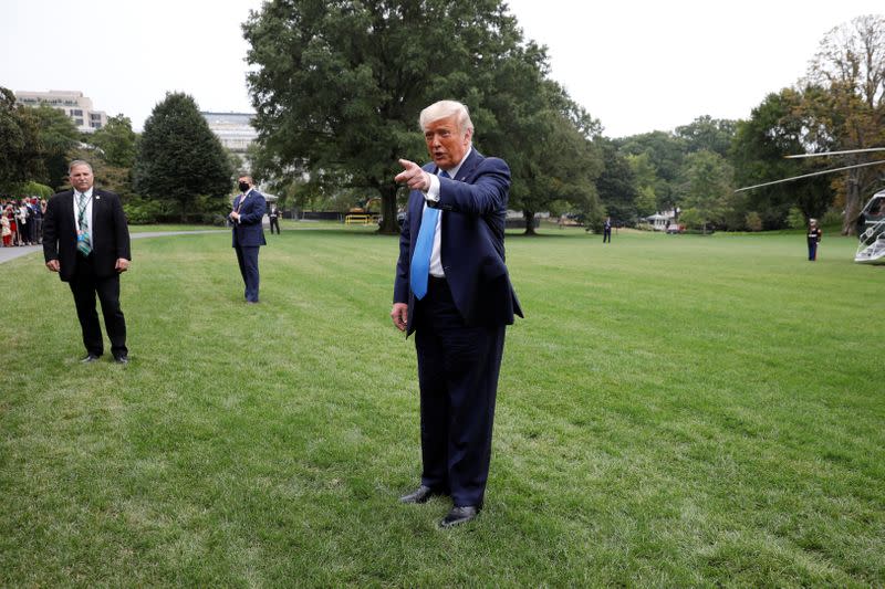 U.S. President Trump departs for campaign travel to North Carolina and Florida at the White House in Washington