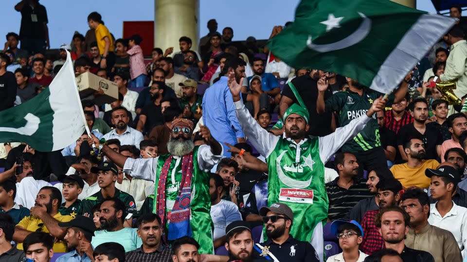 Pakistan's fans cheer during the Asia Cup 2023 at the Gaddafi Stadium in Lahore on September 6, 2023.  - Asif Hassan/AFP/Getty Images