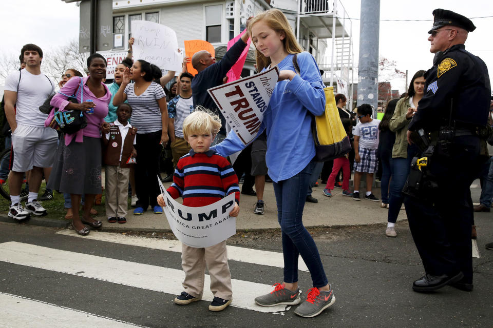 Ignoring Trump protesters