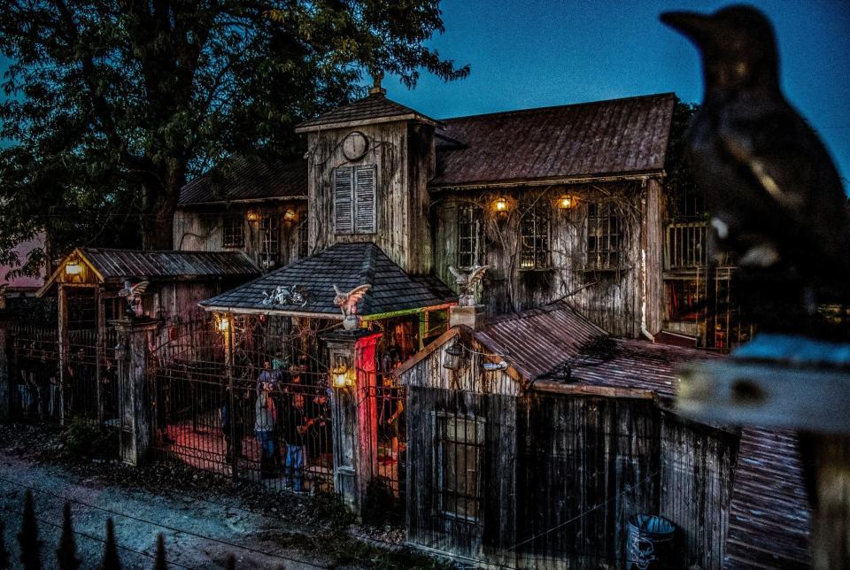 One of the highly-detailed haunted attractions at "Field of Screams"