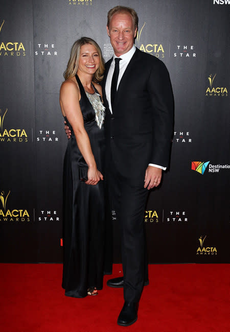 <p>Actor Rob Carlton hit the AACTAs red carpet with his lovely wife Adrienne Ferreira on his arm.</p>