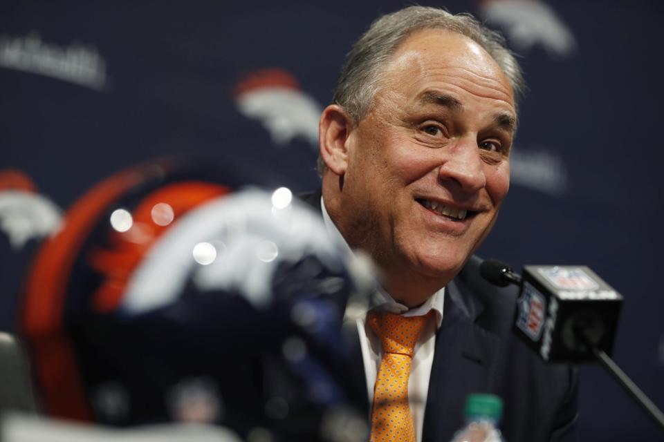 Let's have fun: Denver Broncos head coach Vic Fangio replaced the final day of practice with an old-fashioned field day. (AP)