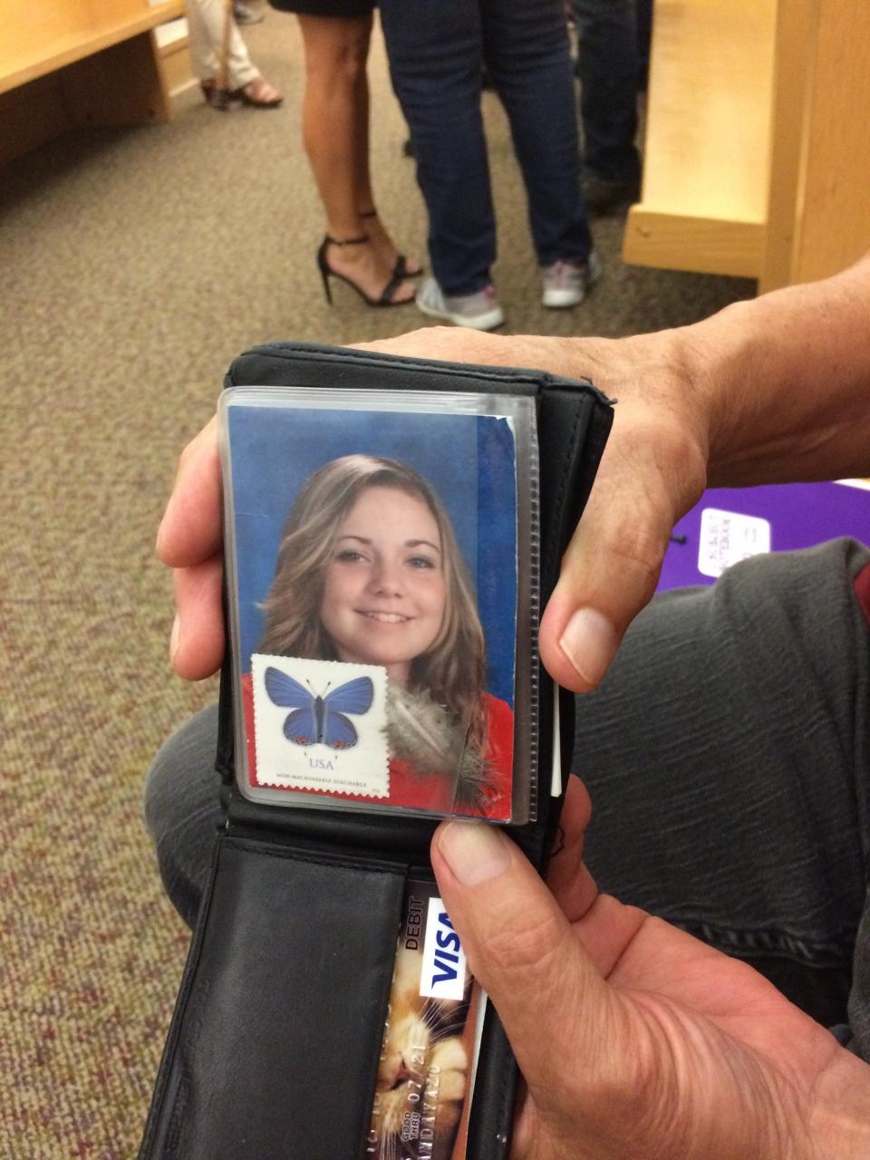 Don Landavazo, Lauren Landavazo’s grandfather, carries her photo with keepsakes in his wallet as shown in this Sept. 19, 2018, file photo.
(Photo: Trish Choate/For the Times Record News)