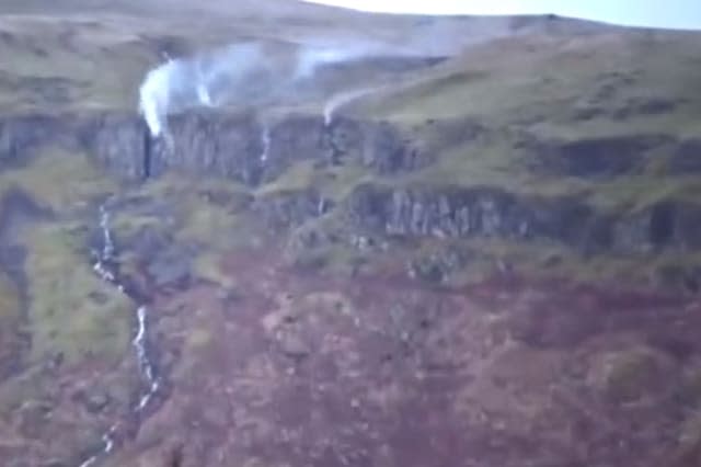 Waterfall turns 'upside down' during Storm Ciara