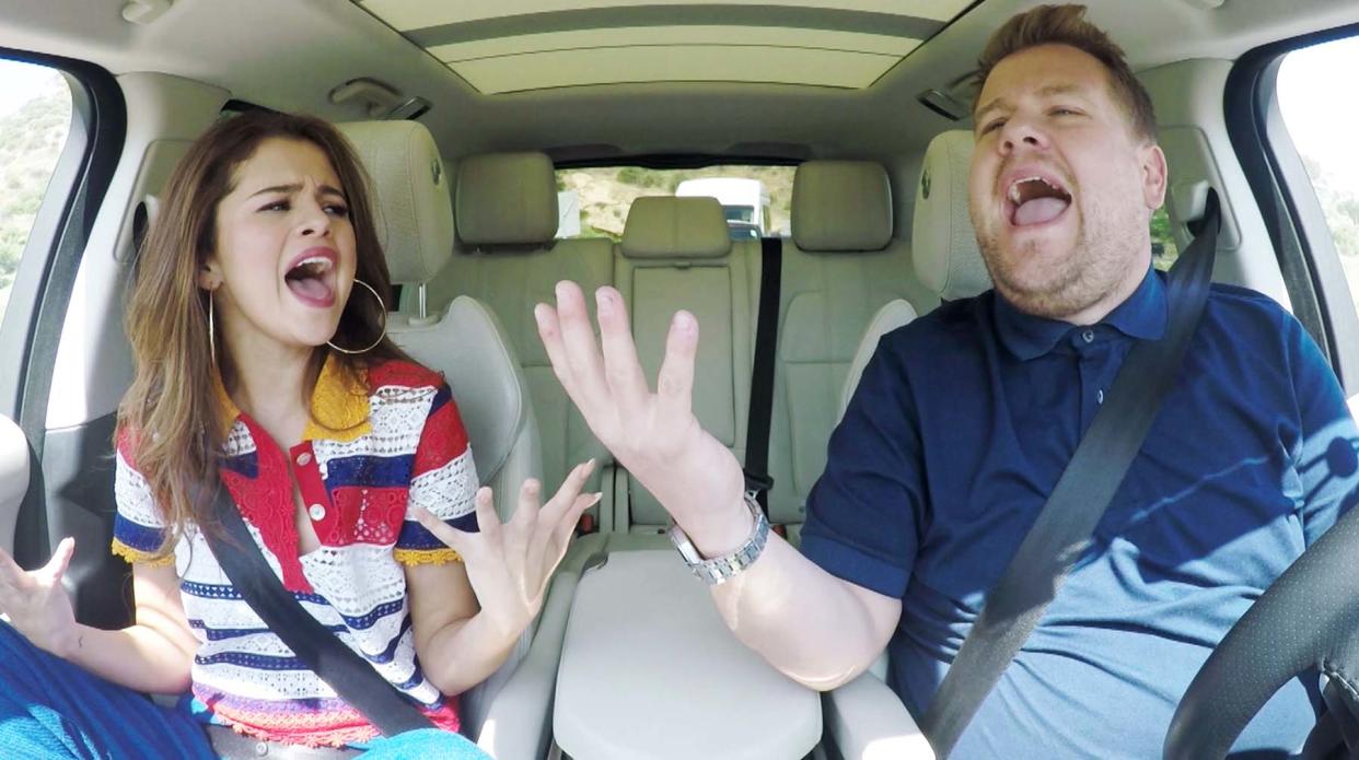 Selena Gomez joins James Corden for Carpool Karaoke on The Late Late Show with James Corden. (Sky/CBS)