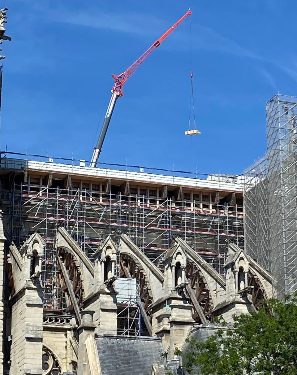 Restoration work continues after the April 2019 fire at the Notre-Dame Cathedral in Paris.