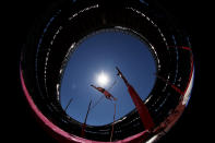 <p>Vitaliy Zhuk of Team Belarus competes in the Men's Decathlon Pole Vault on day thirteen of the Tokyo 2020 Olympic Games at Olympic Stadium on August 05, 2021 in Tokyo, Japan. (Photo by Cameron Spencer/Getty Images)</p> 