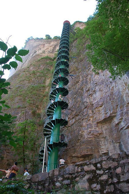 <strong>Taihang Mountains, China</strong> All potential climbers of the 100m winding staircase have to sign a form stating that they have no heart or lung problems and are under 60 years of age – a telltale sign that these stairs are definitely on the scary side.