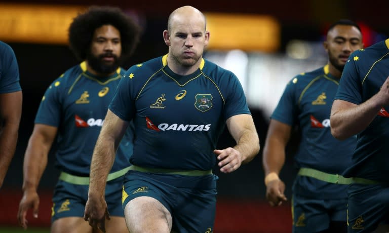 Australia's hooker Stephen Moore takes part in a training session at the Principality Stadium in Cardiff, on November 10, 2017