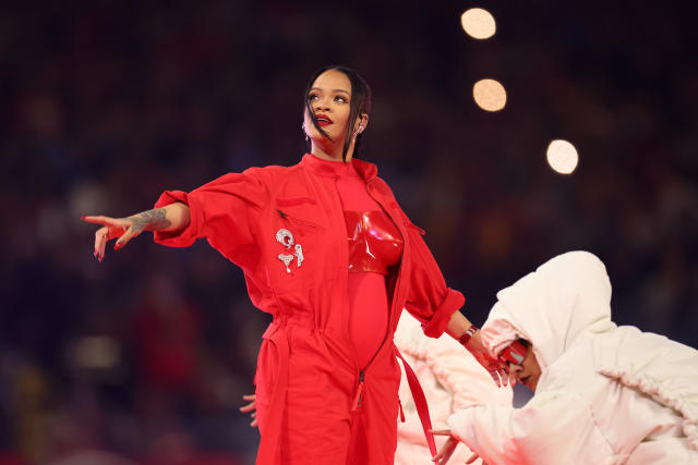 Rihanna speaks during the Super Bowl LVII Apple Music Halftime Show press  conference held at the Phoenix Convention Center. Picture date: Thursday  February 9, 2023. Super Bowl LVII will take place Sunday