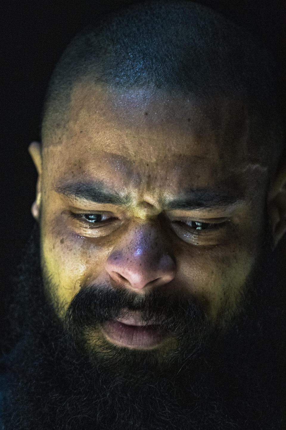 DENVER, CO - JANUARY 26: Tyson Chandler #19 of the Houston Rockets becomes emotional during a moment of silence of Kobe Bryant at Pepsi Center on January 26, 2020 in Denver, Colorado. NOTE TO USER: User expressly acknowledges and agrees that, by downloading and/or using this photograph, user is consenting to the terms and conditions of the Getty Images License Agreement. (Photo by Timothy Nwachukwu/Getty Images)