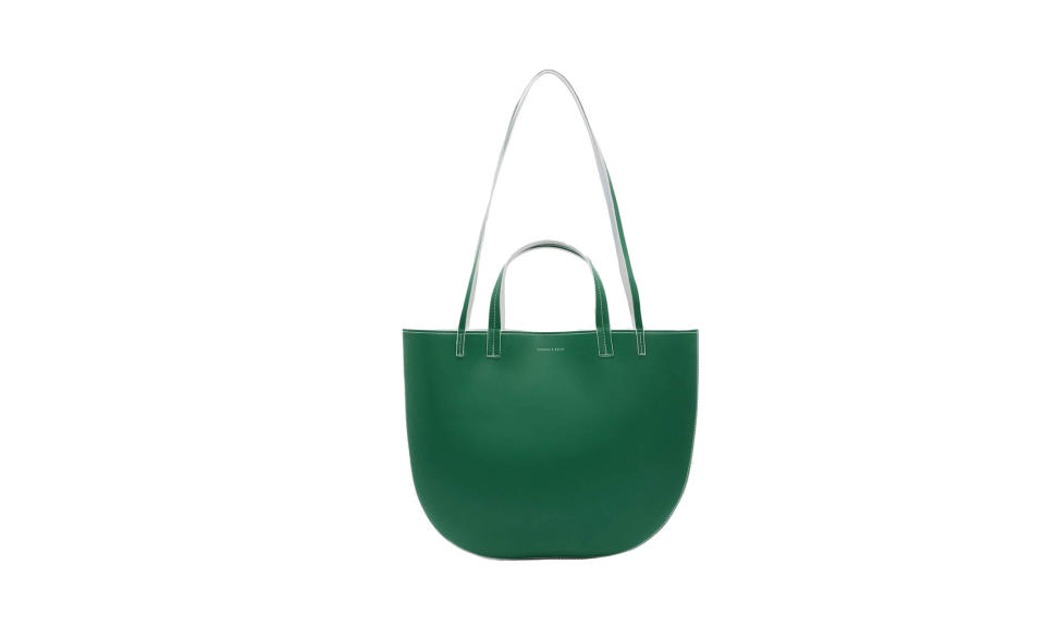 <p>The perfect, easy-breezy tote for work, food shopping or a leisurely weekend.<br><br>Round Edge Oversized Tote, $69, <a rel="nofollow noopener" href="https://www.charleskeith.com/us/bags/bags-all/round-edge-oversized-tote-green-ck2-30150713.html" target="_blank" data-ylk="slk:charleskeith.com;elm:context_link;itc:0;sec:content-canvas" class="link ">charleskeith.com</a> </p>