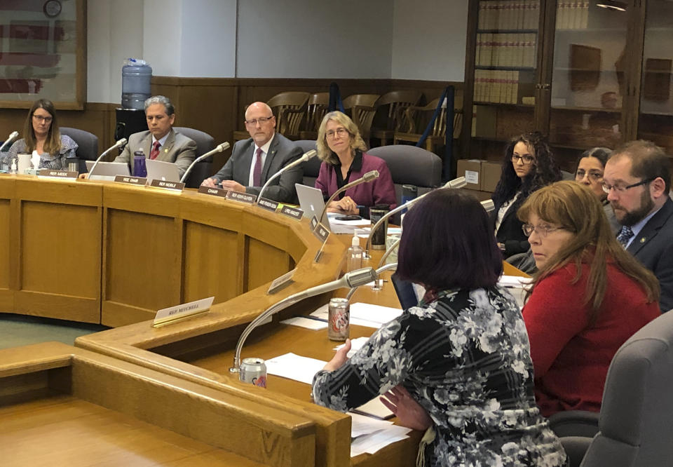 In this photo taken Wednesday, Feb. 20, 2019, a committee of the Oregon House of Representatives debates a bill in Salem, Ore., that would make Oregon the first state to impose mandatory rent controls statewide. The committee on Wednesday rejected proposed amendments that would make certain parts of the state exempt from the bill. The bill sailed through the Senate and Gov. Kate Brown expects the pioneering legislation to reach her desk for her to sign. (AP Photo/Andrew Selsky)