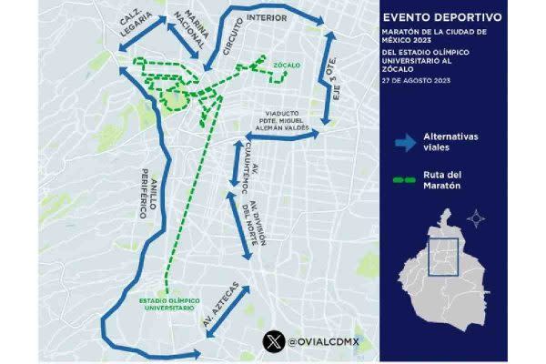 cierres viales maraton cdmx