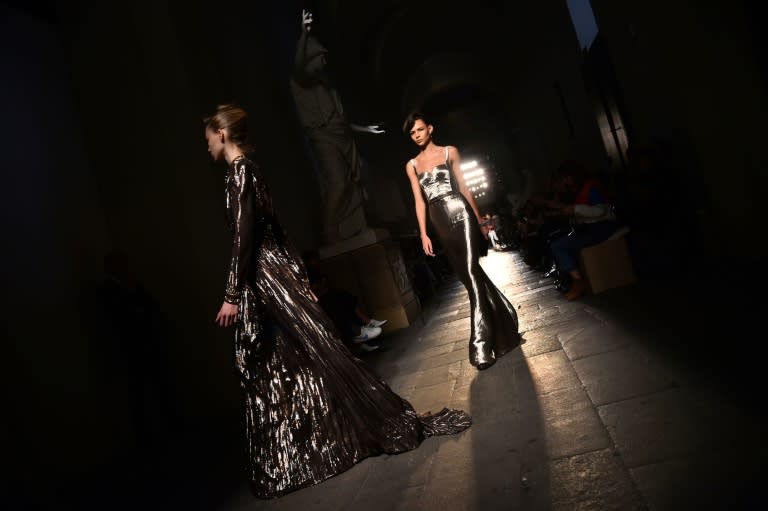 Tomas Maeir's creations ranged from a stunning evening gown in fluid gold silk and metal to jodhpurs with a billowing hip