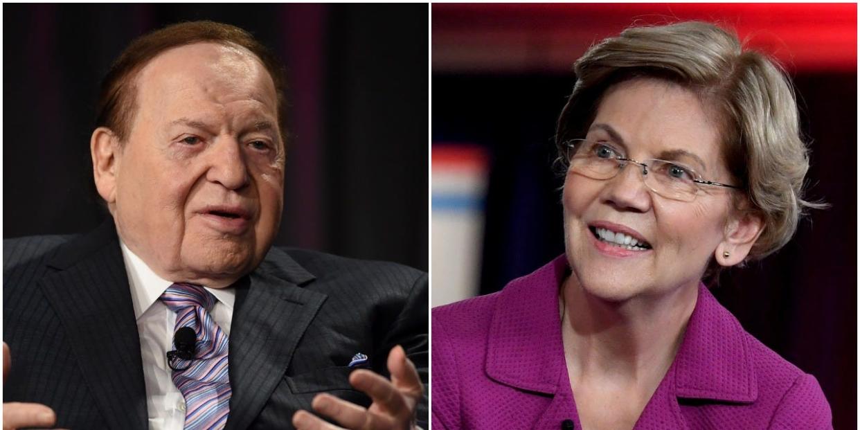 Sheldon Adelson and Elizabeth Warren