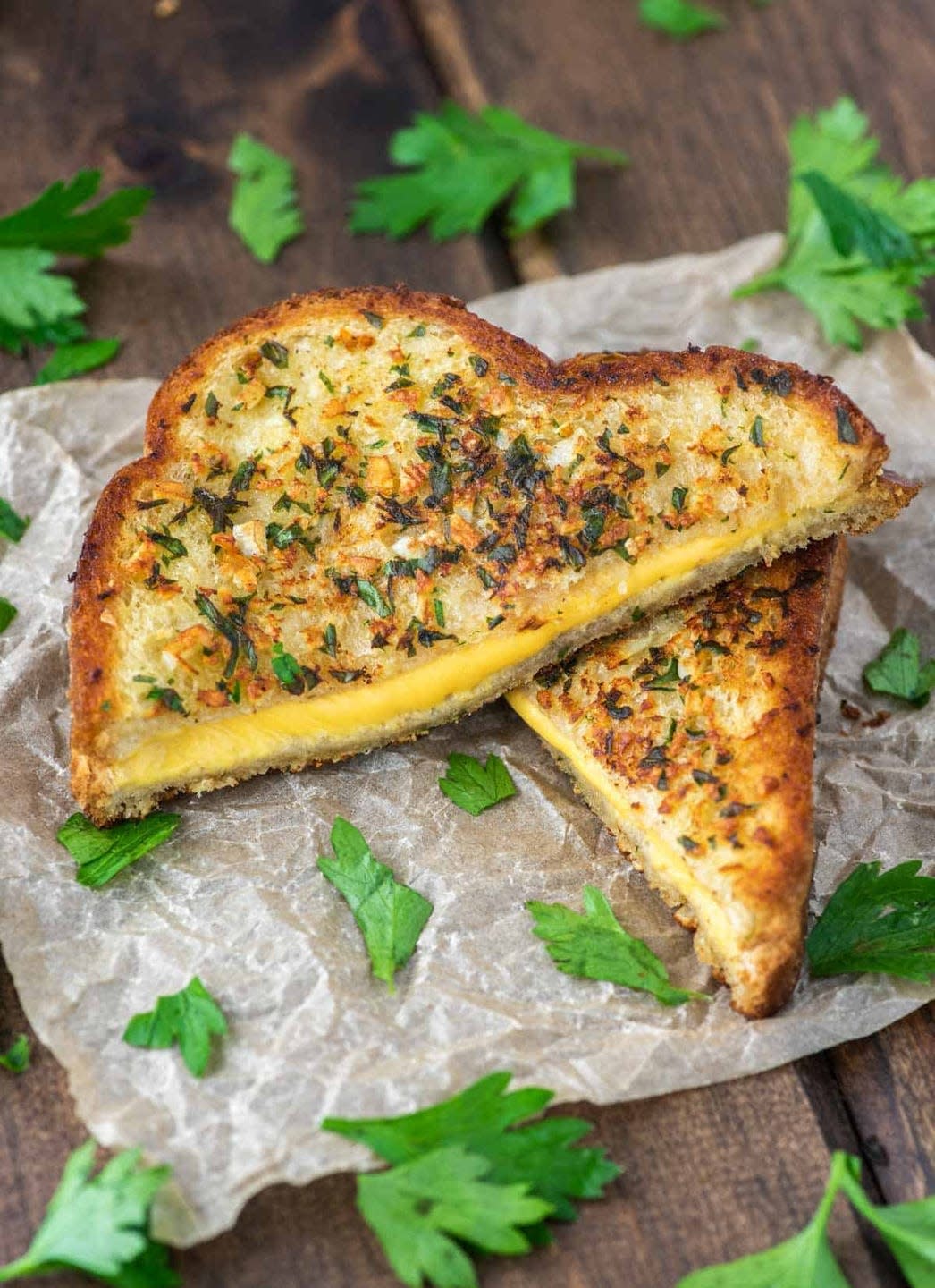 garlic bread grilled cheese