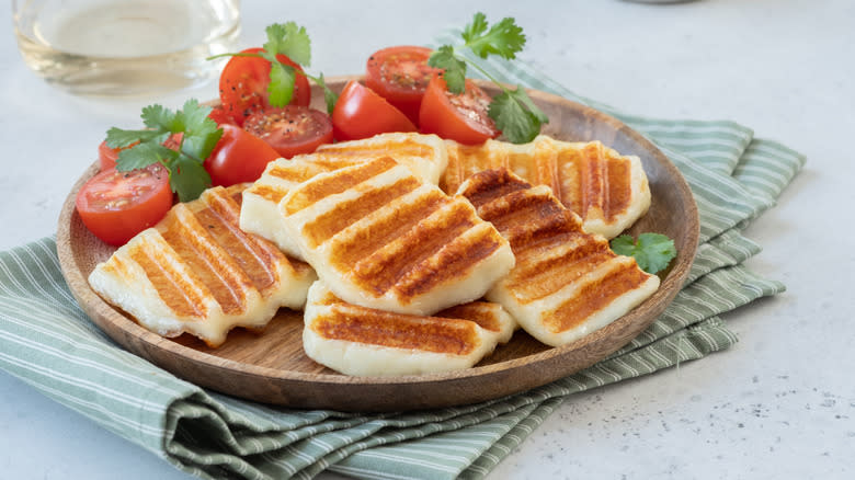 plate of grilled halloumi