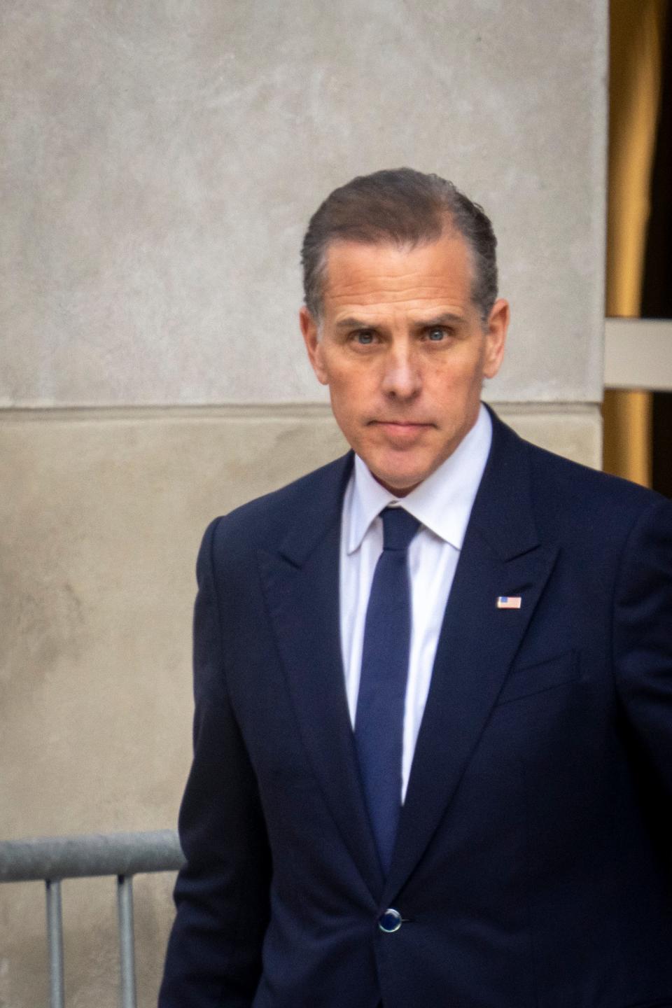 Hunter Biden leaves the J. Caleb Boggs Federal Building after jury selection in his federal gun trial in Wilmington, Delaware on June 3, 2024.