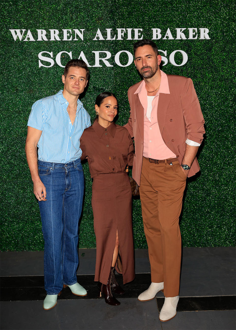 Robbie Rogers, Sophie Lopez and Warren Alfie Baker at the Launch of celebrity stylist Warren Alfie Baker’s Scarosso shoe collaboration event at Kimpton Lapeer Hotel in West Hollywood, Nov 30 2023.