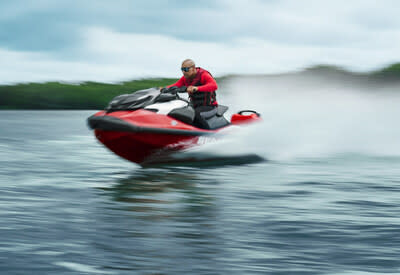 The 2024 Sea-Doo RXP-X features a class leading supercharged 325 hp Rotax 1630 ACE engine, delivering a 0-60 mph time below 3.4 seconds. (CNW Group/BRP Inc.)