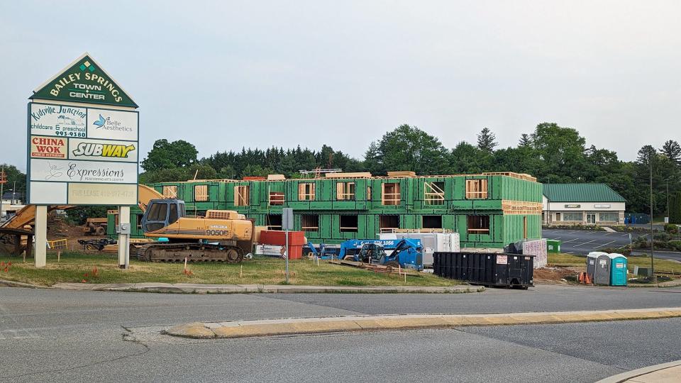 A 30-room two-story hotel under construction in Stewartstown on Friday June 16, 2023.