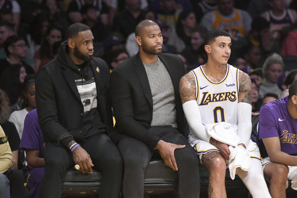 DeMarcus Cousins is done with the Lakers after never playing a game in purple in gold. (AP Photo/Michael Owen Baker)