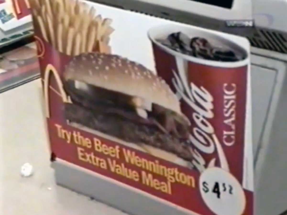 Advertisement for a McDonald's Beef Wennington from 1998