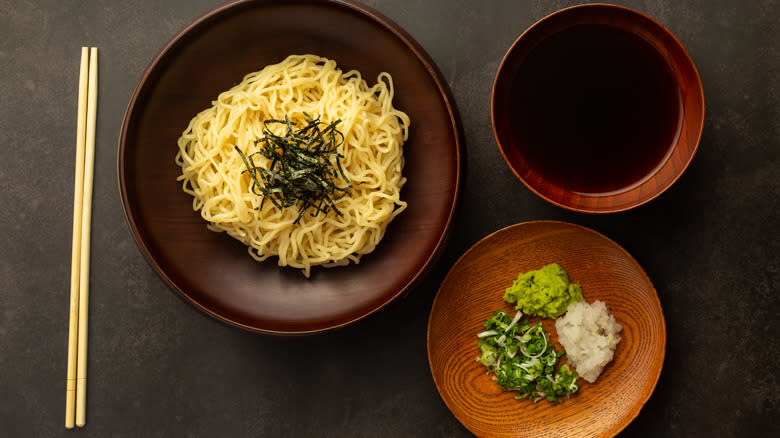 Cold dipping ramen with broth