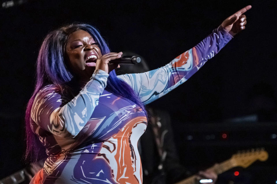 FILE - Yola performs at the fifth annual Love Rocks NYC concert to benefit God's Love We Deliver in New York on June 3, 2021. Yola's latest album "Stand For Myself" released on July 30. (Photo by Charles Sykes/Invision/AP, File)