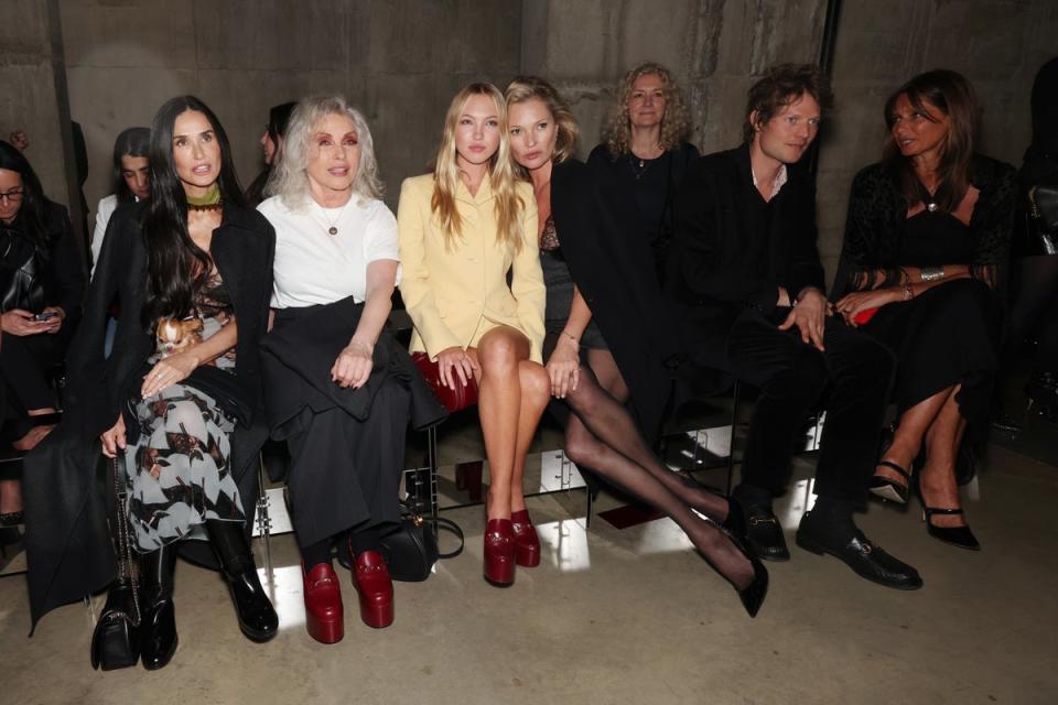 Kate Moss seemed distant from Nikolai von Bismarck sat next to her at the Gucci show (Getty Images for Gucci)