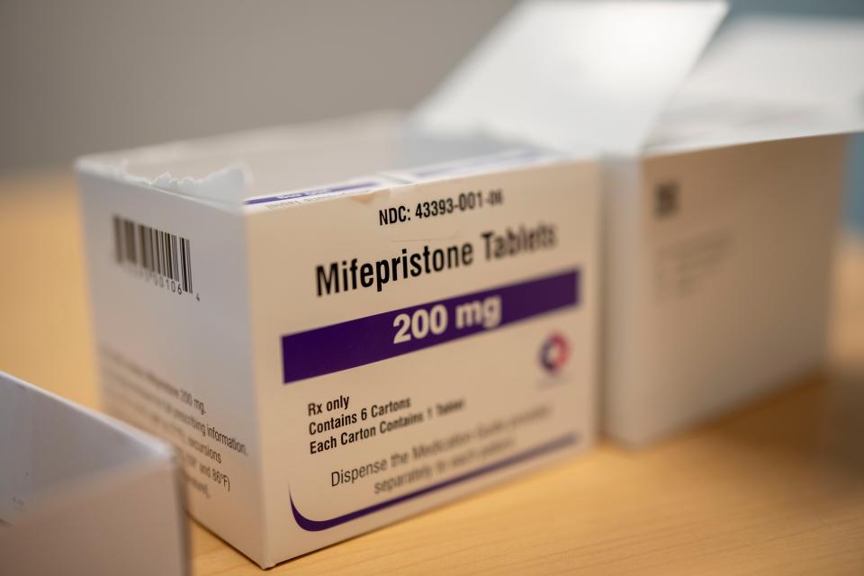 Misoprostol tablets sit on Dr. Sarah TraxlerÕs desk in her office at the Planned Parenthood clinic in Ames, Thursday, July 18, 2024.