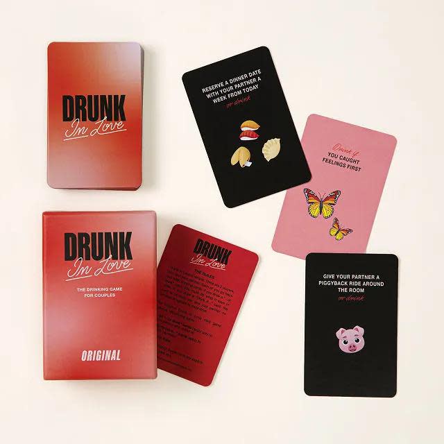 <p><a href="https://go.redirectingat.com?id=74968X1596630&url=https%3A%2F%2Fwww.uncommongoods.com%2Fproduct%2Fdrunk-in-love-a-couples-drinking-game&sref=https%3A%2F%2Fwww.goodhousekeeping.com%2Fholidays%2Fgift-ideas%2Fg39530588%2F1-year-anniversary-gifts%2F" rel="nofollow noopener" target="_blank" data-ylk="slk:Shop Now;elm:context_link;itc:0;sec:content-canvas" class="link ">Shop Now</a></p><p>Drunk In Love: A Couples Drinking Game</p><p>uncommongoods.com</p><p>$25.00</p>