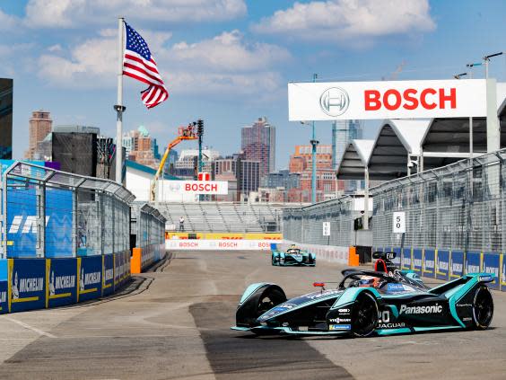 The final two races of the season took place against the backdrop of the New York skyline (Getty)