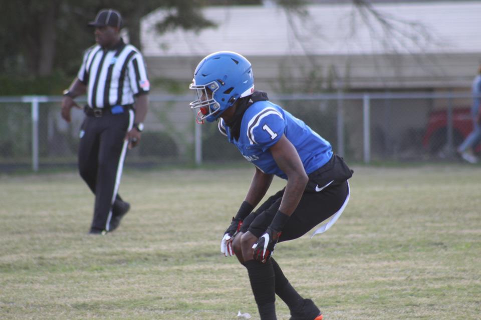 Riverside cornerback Jaheim Singletary drops into coverage against Jackson in a 2021 victory.