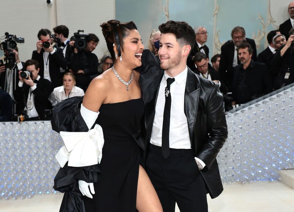 new york, new york may 01 priyanka chopra and nick jonas attend the 2023 met gala celebrating karl lagerfeld a line of beauty at the metropolitan museum of art on may 01, 2023 in new york city photo by jamie mccarthygetty images