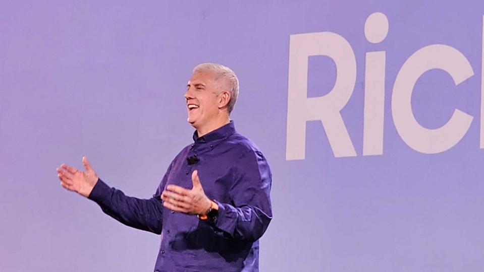 Google's Head of Platforms and Devices, Rick Osterloh, on stage at Galaxy Unpacked 2024