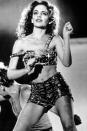 <b>Kylie performing in Tokyo, 1985</b><br><br>The singer wowed the crowds in Japan in this embellished hotpants and bralet combo, predicting the trend way back in the 80s.