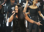 <p>The former Disney star earned a Best Pop Vocal Album nomination at the 2016 Grammys for <em>Confident</em>, and she has performed at various Grammy events like this year’s Bee Gees tribute, but her latest effort, <em>Tell Me You Love Me</em>, was overlooked. (Photo: Michael Tran/FilmMagic) </p>