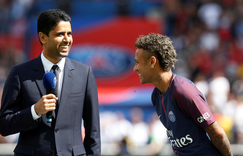 Neymar, lors de sa présentation au Parc des Princes en août dernier (Reuters).