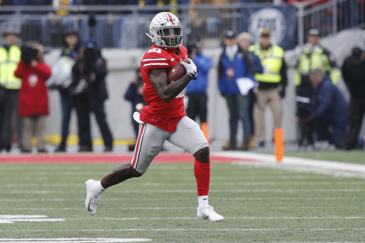 Ohio State receiver Parris Campbell plays against Michigan during an NCAA college football game Saturday, Nov. 24, 2018, in Columbus, Ohio. (AP Photo/Jay LaPrete)