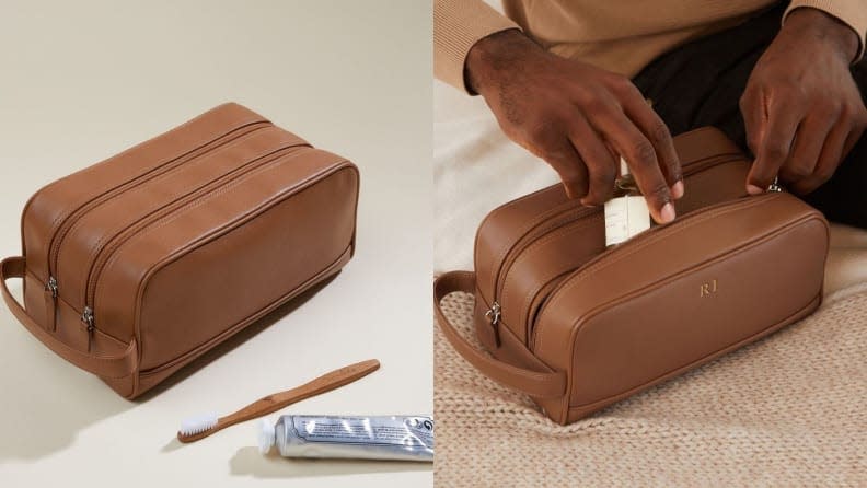 Best Graduation Gifts for Him: Monogrammed toiletry bag