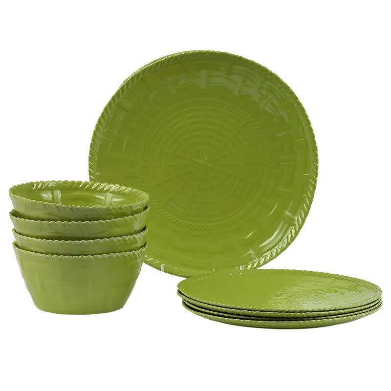 4) Woven 12-Piece Melamine Dinnerware Set