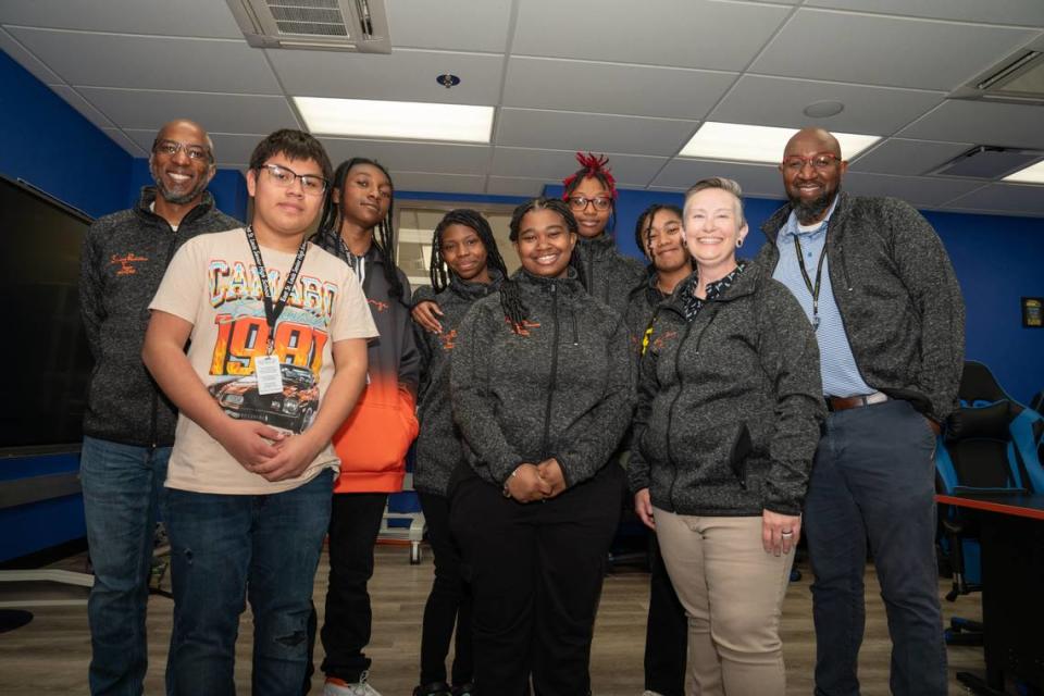 A group photo showing the Skyline Robotics team at East St. Louis Senior High School on April 9, 2024. Next year will be Skyline’s second season as a competitive force amongst high school robotics teams.