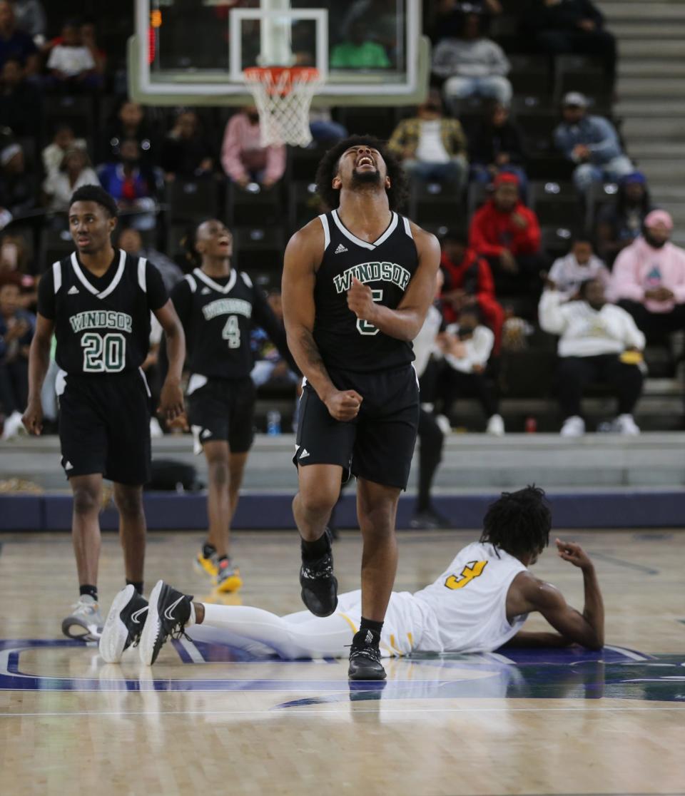 Windsor Forest's Mike Cabellero shows his excitement in a state semifinal win over Thomson in 2022. Cabellero won the 2022 Ashley Dearing Award as the most versatile male athlete in Savannah.
(Photo: Richard Burkhart/Savannah Morning News)